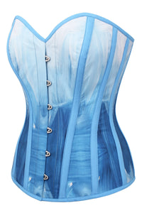 Baby Blue Brush Stroke Overbust Corset