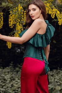 Off the Shoulder Emerald Green Corset Top