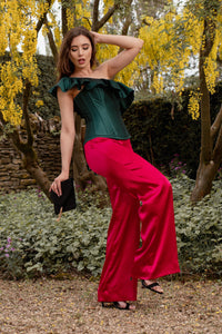 Off the Shoulder Emerald Green Corset Top