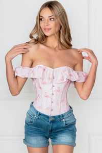 Pink Flamingo Corset Top with Sleeves