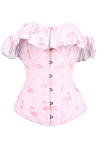 Pink Flamingo Corset Top with Sleeves