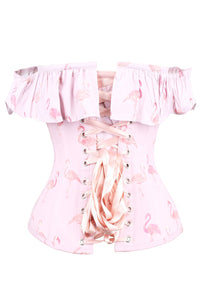 Pink Flamingo Corset Top with Sleeves