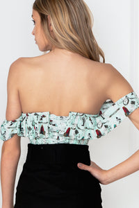 Turquoise Print Summer Corset Top