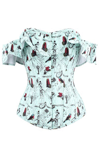 Turquoise Print Summer Corset Top
