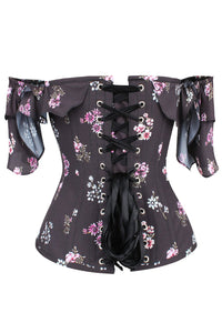 Black Summer Corset Top with Dramatic Sleeve