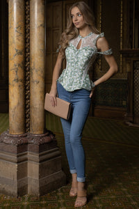 Floral Lace Panelled Corset Top