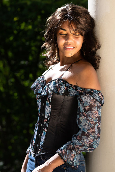 Long Sleeve Floral Summer Corset Top