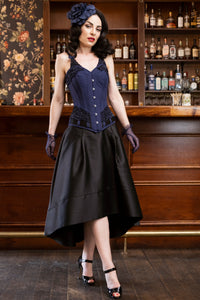 Lingerie Inspired Midnight Blue Corset With Shoulder Straps