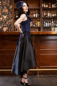 Lingerie Inspired Midnight Blue Corset With Shoulder Straps