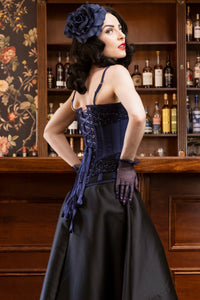 Lingerie Inspired Midnight Blue Corset With Shoulder Straps