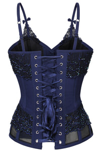 Corset Story FTS111 Lingerie Inspired Midnight Blue Corset With Shoulder Straps