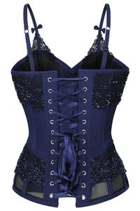 Lingerie Inspired Midnight Blue Corset With Shoulder Straps
