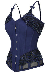 Lingerie Inspired Midnight Blue Corset With Shoulder Straps