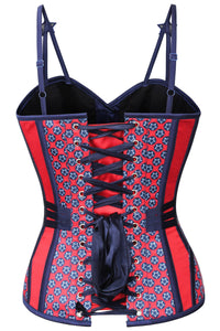 USA Flag Overbust Corset With Star Strap Detail