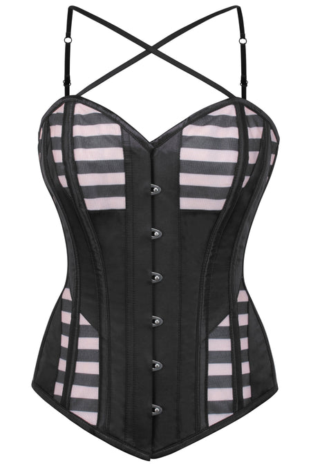 Caged Effect Mesh and Satin Overbust Corset