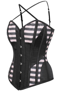 Caged Effect Mesh and Satin Overbust Corset