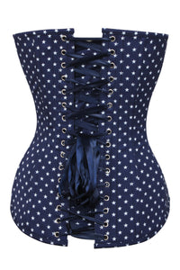 Navy and White Star Longline Overbust Corset
