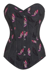 Midnight Poppy Floral Longline Overbust Corset
