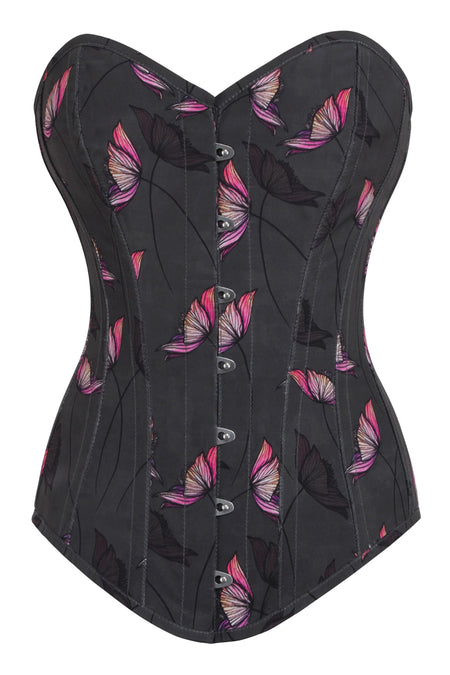 Midnight Poppy Floral Longline Overbust Corset