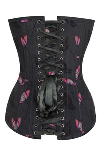 Midnight Poppy Floral Longline Overbust Corset