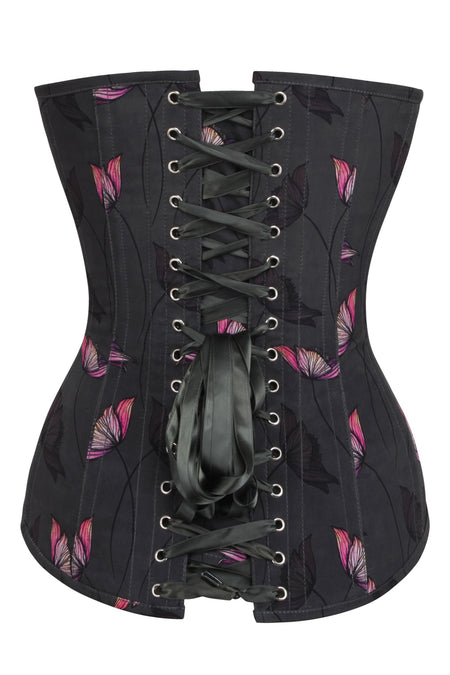 Midnight Poppy Floral Longline Overbust Corset