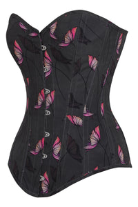 Midnight Poppy Floral Longline Overbust Corset