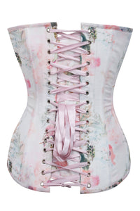 Blush Watercolour Floral Longline Overbust Corset