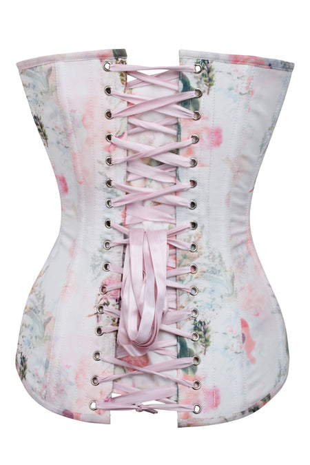 Blush Watercolour Floral Longline Overbust Corset