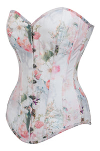 Blush Watercolour Floral Longline Overbust Corset