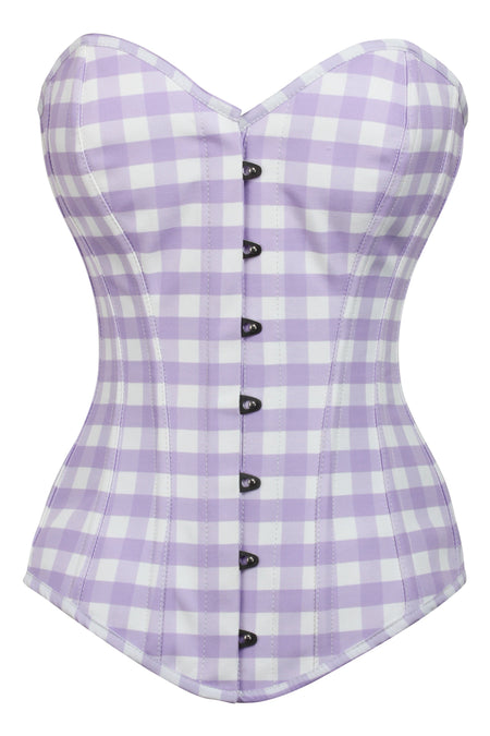 Lilac and White Gingham Longline Overbust Corset