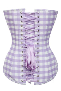 Lilac and White Gingham Longline Overbust Corset