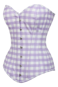 Lilac and White Gingham Longline Overbust Corset