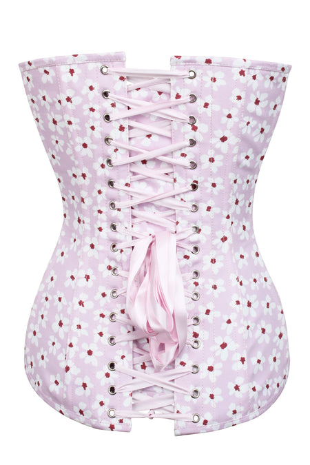 Lilac Ditsy Floral Longline Overbust Corset