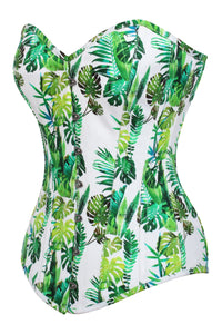 Tropical Leaf Print Longline Overbust Corset