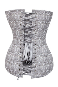 Grey Longline Overbust Corset with Historically Inspired Print