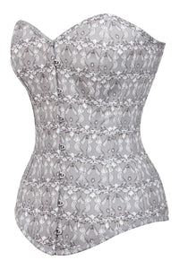 Grey Longline Overbust Corset with Historically Inspired Print