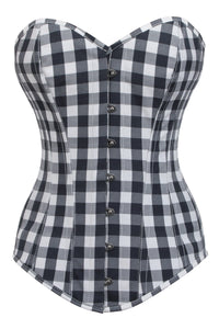 Black and White Gingham Longline Overbust Corset