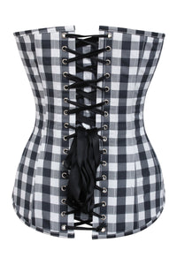 Black and White Gingham Longline Overbust Corset
