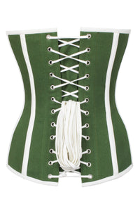 Green and White Single Layer Overbust Corset