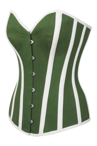 Green and White Single Layer Overbust Corset