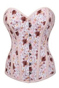 Retro Style Pressed Floral Single Layer Overbust Corset