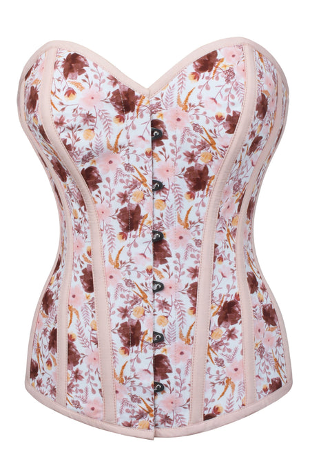 Retro Style Pressed Floral Single Layer Overbust Corset