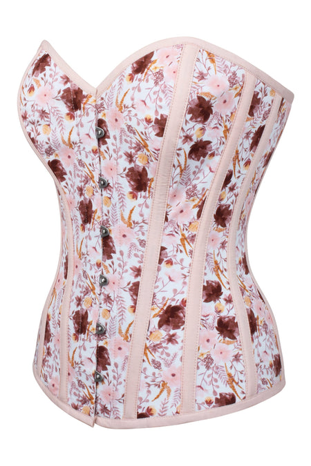 Retro Style Pressed Floral Single Layer Overbust Corset
