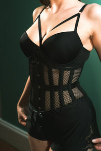 Black Mesh Waspie Underbust