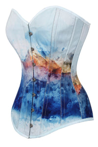 Misty Mountain Print Longline Overbust Corset