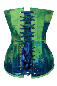 Green and Blue Colour Blot Longline Overbust Corset