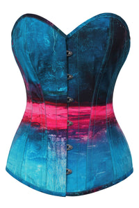 Corset Story MY-642 Stormy Night Blue and Pink Overbust Corset