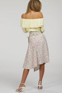 Iris Ditsy Print Cotton Waspie Belt with Zip Front