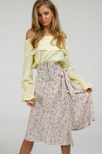 Iris Ditsy Print Cotton Waspie Belt with Zip Front