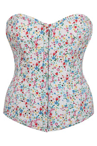 Dahlia Ditsy Cotton Overbust Corset with Zip Front